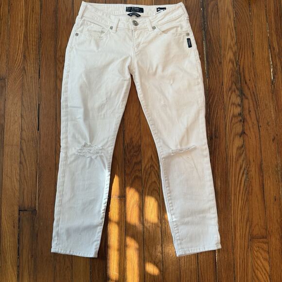 Silver Jeans Womens Boyfriend Skinny Super Stretch White Size 26 28x25 - Picture 5 of 16